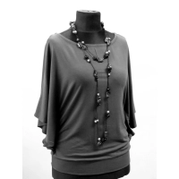 Bluzeczka Diana z pięknymi falbaniastymi rękawami - szara